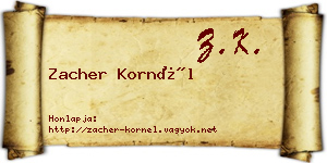 Zacher Kornél névjegykártya